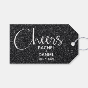 Etiqueta Para Presente Preto Faux Glitter Wedding Favor Gift Tags