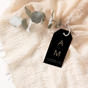 Etiqueta Para Presente Preto Moderno + Favor do Casamento Dourado
