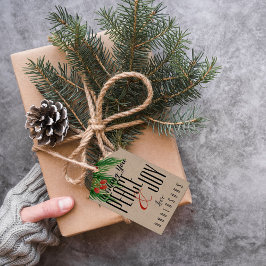 Etiqueta Para Presente Pretty Custom Rustic Kraft Peace And Joy Christmas