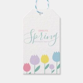 Etiqueta Para Presente Pretty Spring Tulips Pastel Floral Birthday Party