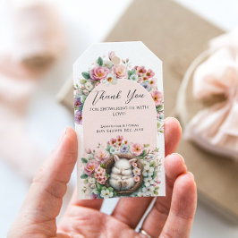 Etiqueta Para Presente Primavera Blush Pink Flor Bunny Baby Girl Chá