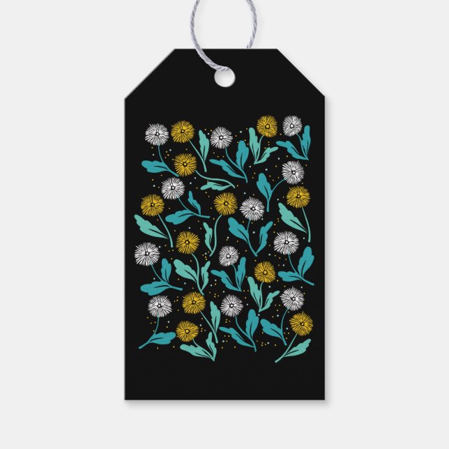 Etiqueta Para Presente Primavera Dandelion Flores e Folhas Design (Frente)