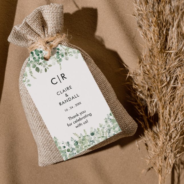 Etiqueta Para Presente Primavera Eucalyptus Greenery Wedding (Criador carregado)