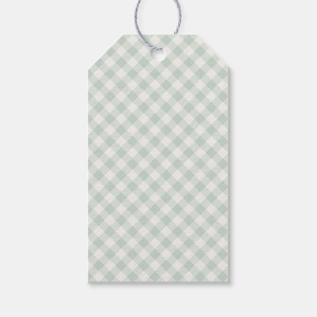 Etiqueta Para Presente Primavera Retro Gingham | Sage Suave (Frente)