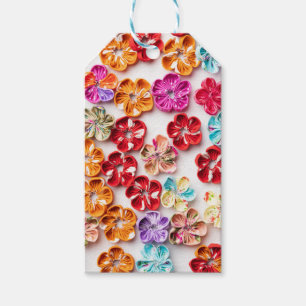 Etiqueta Para Presente Primavera tecido com costura manual Flores multico