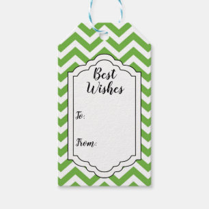 Etiqueta Para Presente Primavera Verde & Branco Chevron Aniversário de Ca