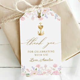 Etiqueta Para Presente Primeira Comunhão da Menina Floral Pastel