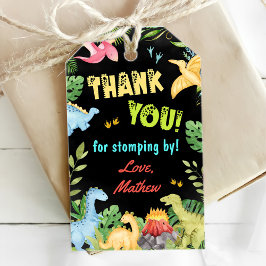 Etiqueta Para Presente Primeira Festa de aniversário do Dinossauro Bonito