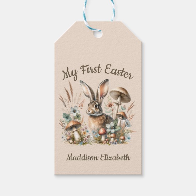 Etiqueta Para Presente Primeira Páscoa Jack Rabbit (Frente)