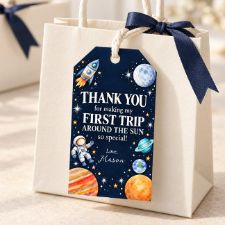 Etiqueta Para Presente Primeira Viagem ao Redor do Sol Aniversário Espaci