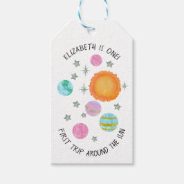 Etiqueta Para Presente Primeira viagem cor-de-rosa ao redor do primeiro a