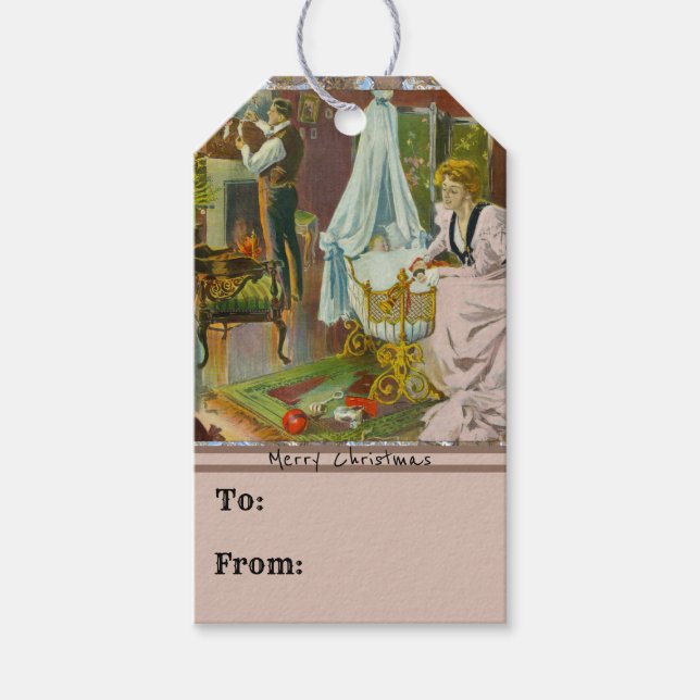 Etiqueta Para Presente Primeira visita dos papais noeis (Frente)