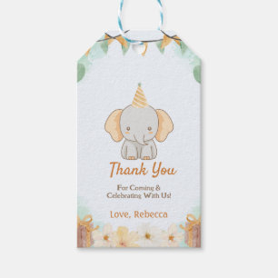 Etiqueta Para Presente Primeiro aniversario de Elefante Selvagem Única