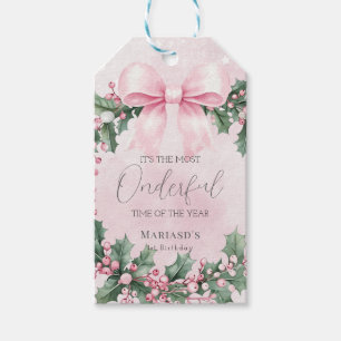 Etiqueta Para Presente primeiro aniversario de neve cor-de-água rosa Nata