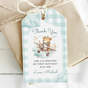 Etiqueta Para Presente Primeiro aniversario de Pastel Gingham