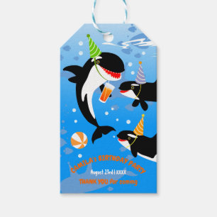 Etiqueta Para Presente primeiro aniversario debaixo do mar, orca-baleia