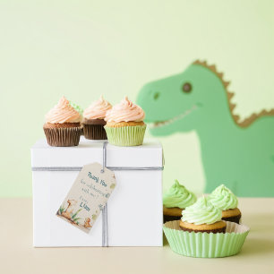 Etiqueta Para Presente Primeiro aniversario Dinossauro Obrigado Marcas Fa