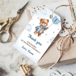 Etiqueta Para Presente Primeiro aniversario Do Urso Azul Obrigado
