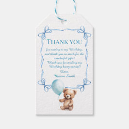 Etiqueta Para Presente Primeiro Aniversário do Urso Colorido do Balão