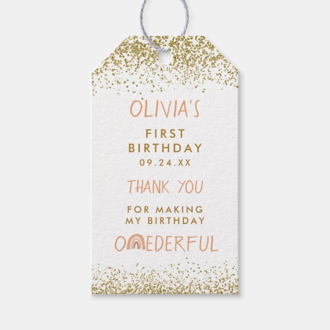 Etiqueta Para Presente Primeiro aniversario Rainbow Onemagnifico Girl Obr (Frente)