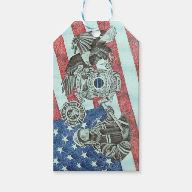 Etiqueta Para Presente Primeiro Respondente Patriótico (Frente)