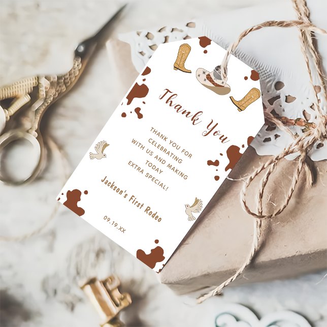 Etiqueta Para Presente Primeiro Rodeo - Vaqueiro Ocidental (Criador carregado)