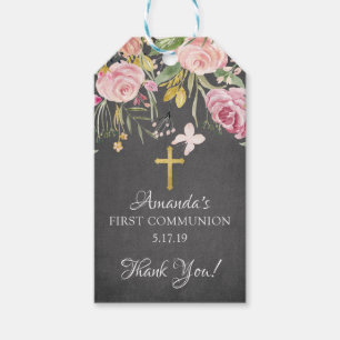 Etiqueta Para Presente Primeiro Tag floral cor-de-rosa moderno do