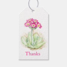 Etiqueta Para Presente Primrose watercolor belo obrigado de arte