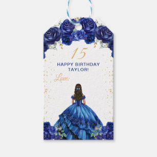 Etiqueta Para Presente Princesa Azul Escuro Quinceañera Feliz Aniversário
