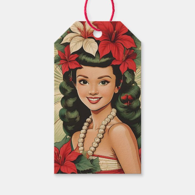 Etiqueta Para Presente Princesa de Natal Tropical de Retro (Frente)