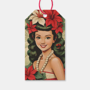Etiqueta Para Presente Princesa do Natal Tropical Retro dos Anos 50