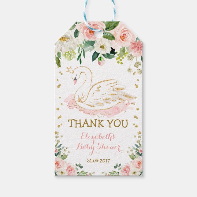 Etiqueta Para Presente Princesa Floral Rosa de Birthday Feminina (Frente)