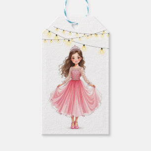 Etiqueta Para Presente Princesa morena aquarela dançando de rosa