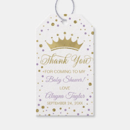 Etiqueta Para Presente Princesa Obrigado Tag, Roxo, Faux Glitter