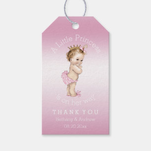 Etiqueta Para Presente Princesa pequena cor-de-rosa chá de fraldas