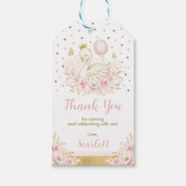 Etiqueta Para Presente Princesa Swan Rosa e Dourada com Balão de Aniversá