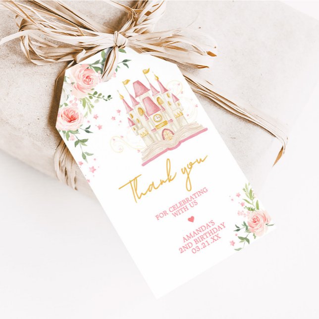 Etiqueta Para Presente Princesa Uma Vez no Momento Aniversário Favorece E (Princess Castle Once Upon a Time Birthday Party Favor Tags)