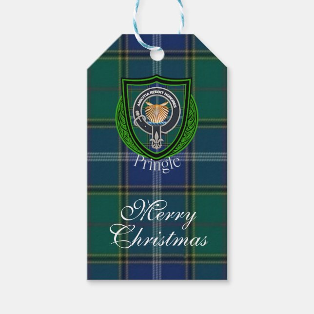 Etiqueta Para Presente Pringle Scottish Clan Tartan & Crest (Frente)