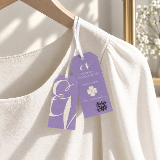 Etiqueta Para Presente Produto Minimalista Elegante Roxo Branco QR Pendur