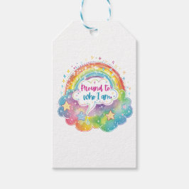 Etiqueta Para Presente Proud to Who I Am Rainbow Art Self Love Pride Gift