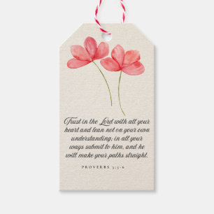 Etiqueta Para Presente Provérbios 3:5–6 Confie no Senhor Rosa Floral