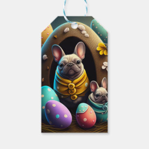 Etiqueta Para Presente Pug Adorável com Ovos de Páscoa Uma Celebração Div