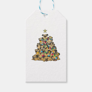 Etiqueta Para Presente Pug Christmas Tree Feliz Dogmas Cute