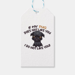 Etiqueta Para Presente Pug com raiva (preto) - Design exclusivo