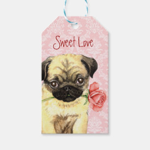 Etiqueta Para Presente Pug cor-de-rosa dos namorados