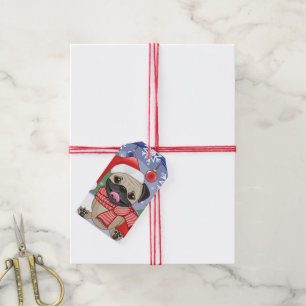 Etiqueta Para Presente Pug do inverno & do tempo do Natal