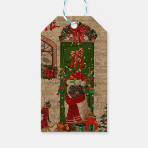 Etiqueta Para Presente Pug Dog Christmas