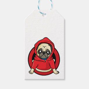 Etiqueta Para Presente Pug em Capuz Vermelho