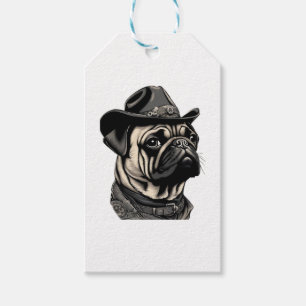 Etiqueta Para Presente Pug in cowboy hat Classic T-Shirt