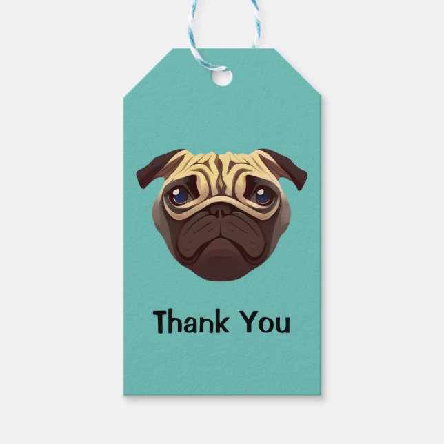 Etiqueta Para Presente Pug Obrigado (Frente)